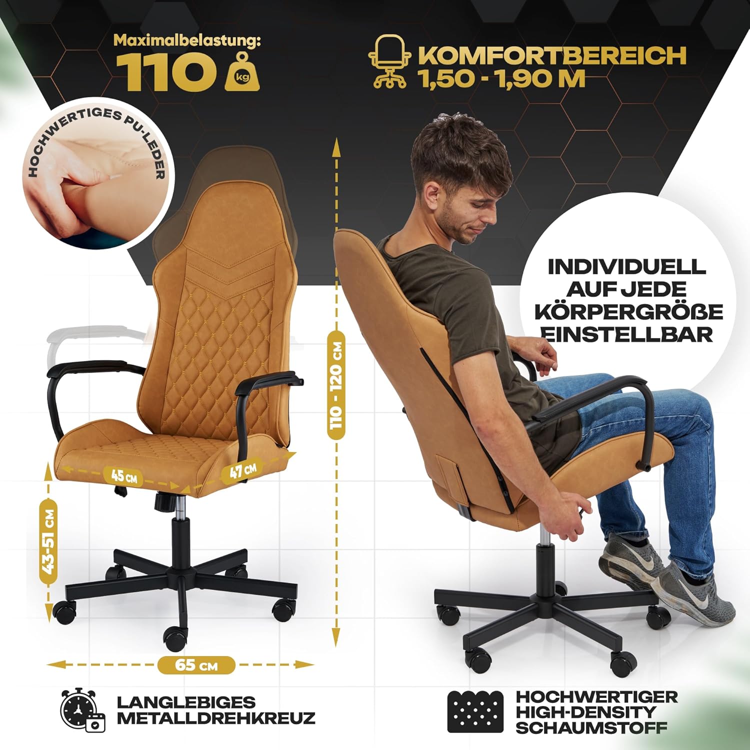 SITZGOLD S ONE Gaming Stuhl braun Schreibtischstuhl Bürostuhl #B20