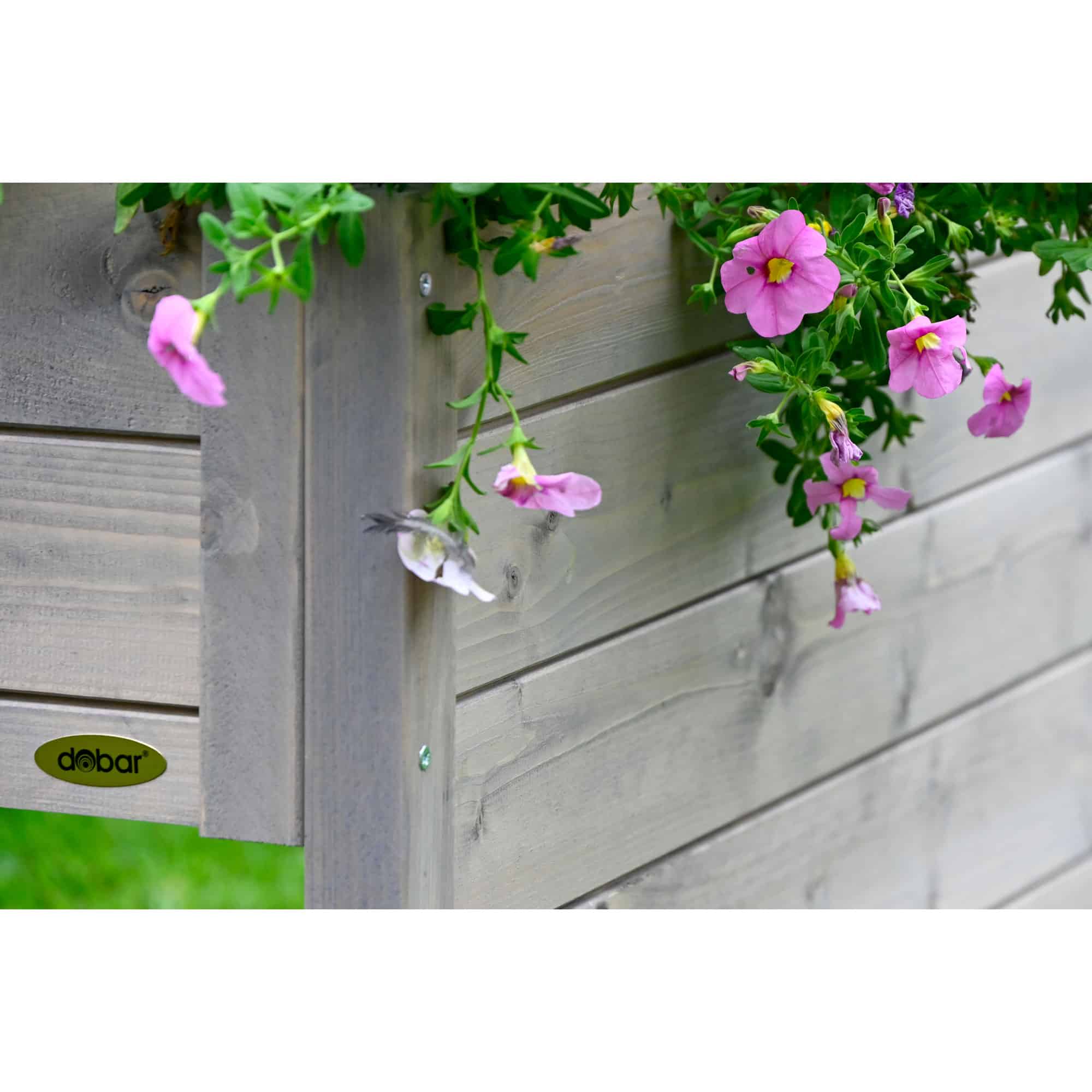 Blumentopf, Holzzaun, Blumenampeln, Geranien, Holzlatte