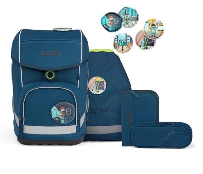 Ergobag ERG CSE 002 A08 cubo Set RobotBär ergonomischer Schulrucksack Set 5 teilig Schultasche Schulranzen Ranzen
