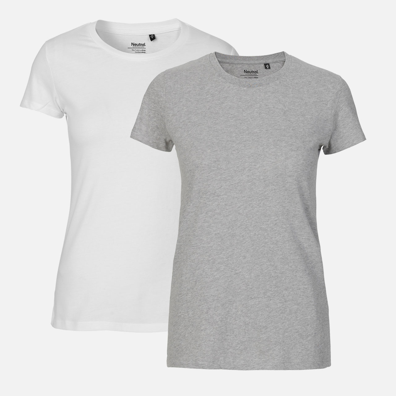 T-Shirt, Rundhalsausschnitt, Kurzarm, Weiß, Grau meliert