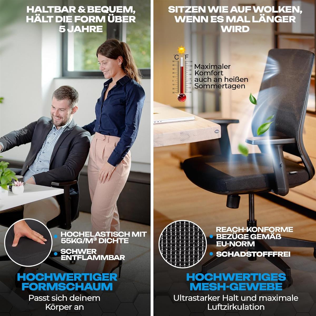 VALKENSTOL M2 Ergonomischer Bürostuhl 150 kg Schreibtischstuhl