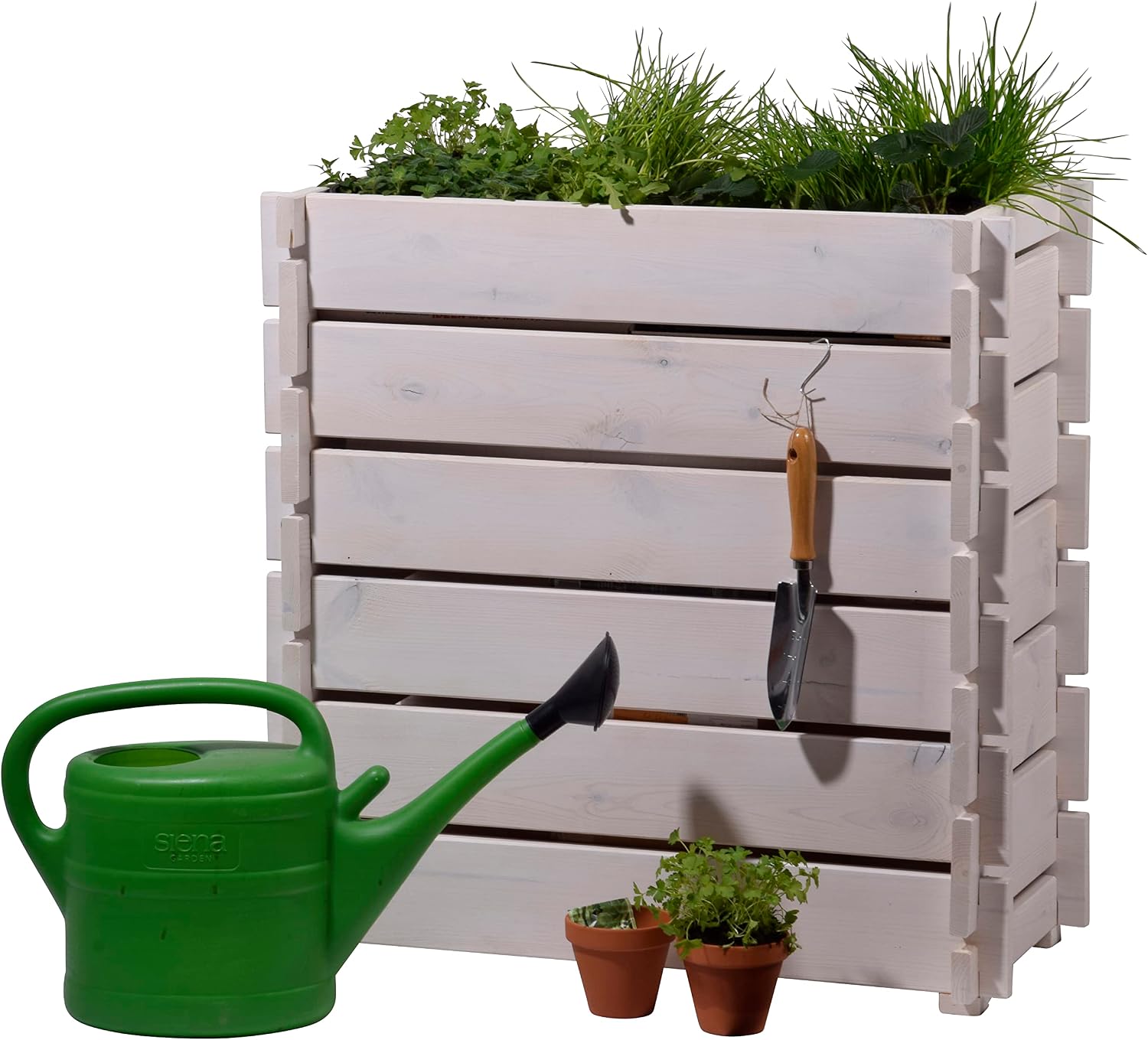 Hochbeet, Holz, weiß lasiert, vertikale Pflanzwand, Garten