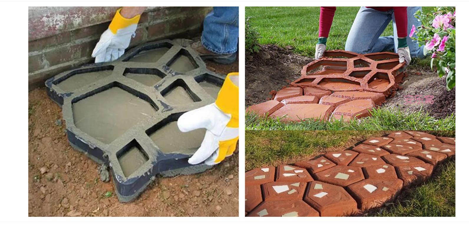 Betonform Gießform Kunststoff 49x49x4,5cm Natursteine Terrasse Garten Gehweg