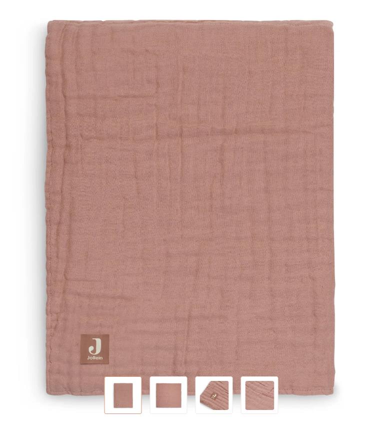 Jollein 523-557-66042 Muslin Swaddle Cloth Rosewood Pink 120 x 120 cm