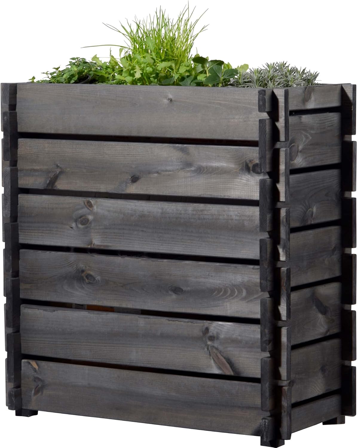 Dobar Hochbeet Stecksystem Salatbeet Gemüsebeet Balkonbeet Pflanzkasten schwarz