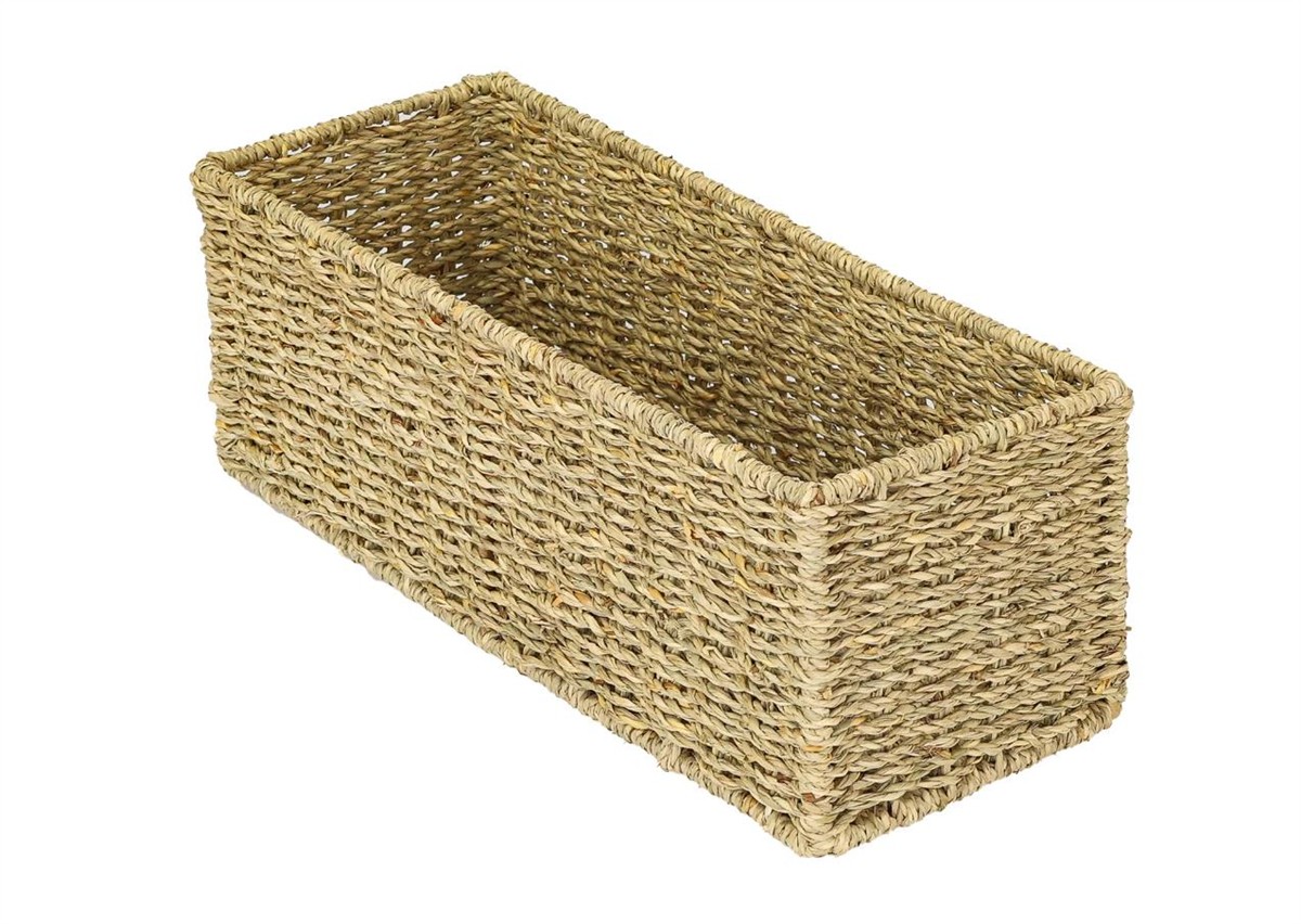 Aufbewahrungskorb Badezimmer Korb geflochten aus Seegras 38 x 15 x 14 cm