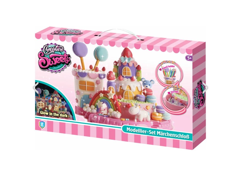 XTREM Toys and Sports CREATIVE SWEETS Modellier-Set Tortenzauber Märchenschloss leuchtet im Dunkeln