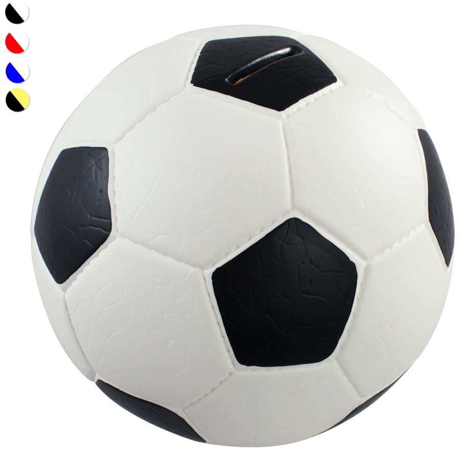 HMF Spardose Fußball Lederoptik Ø15cm schwarz/weiß
