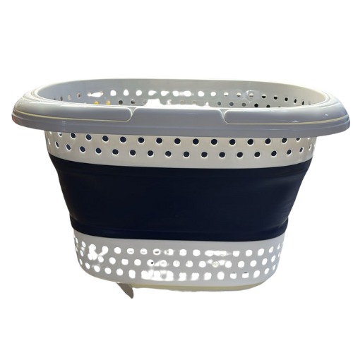 Wäschekorb mit Griff, blau/weiß – B-Ware