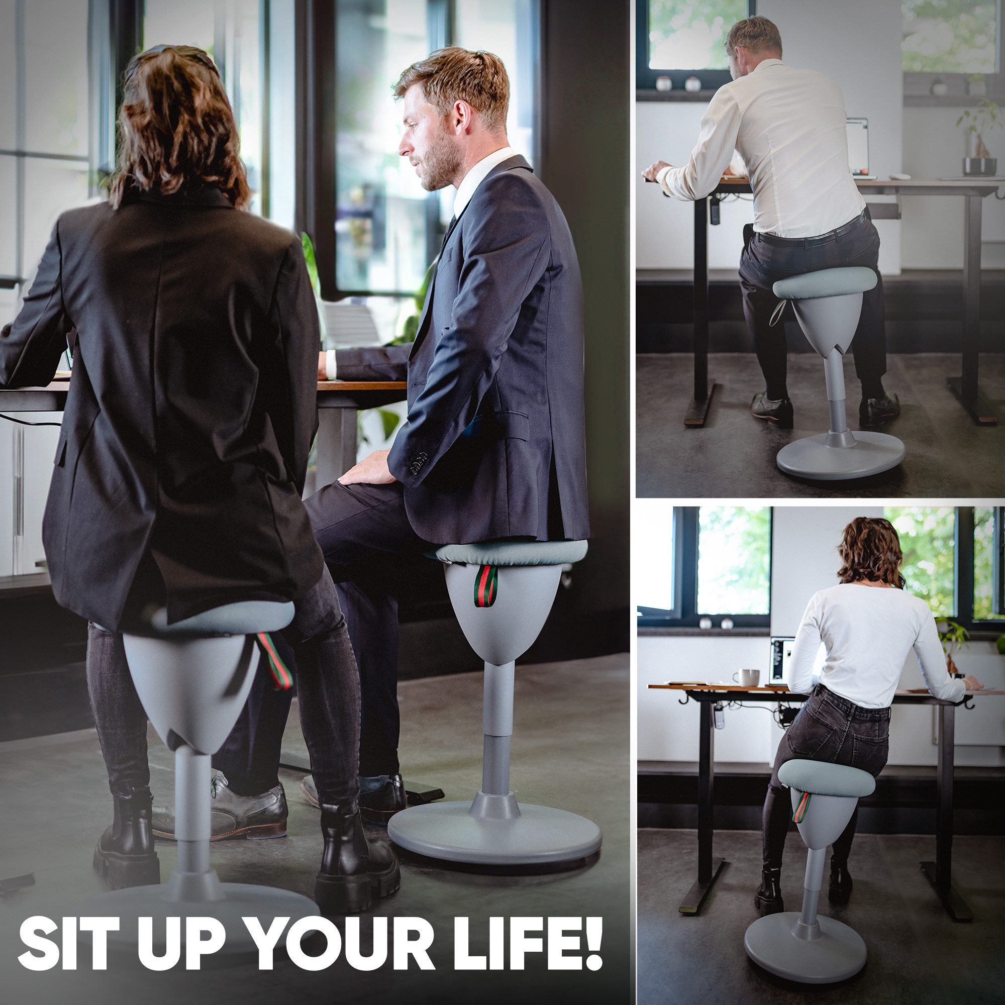 Steinlife Arbeitshocker Ergonomisch Bürohocker Höhenverstellbar (Stehhocker Höhenverstellbar [58-83cm]