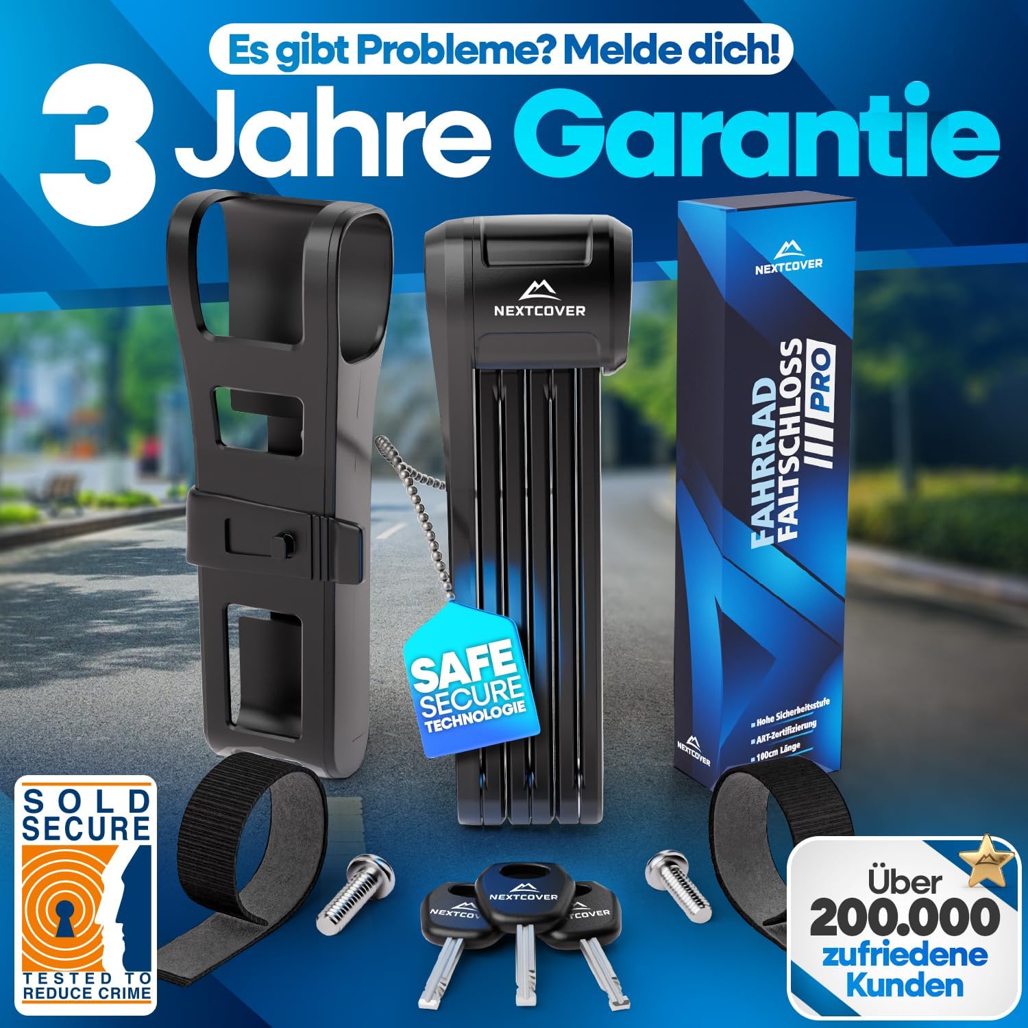 NEXTCOVER Faltschloss Fahrrad FoldPro Fahrradschloss #N1