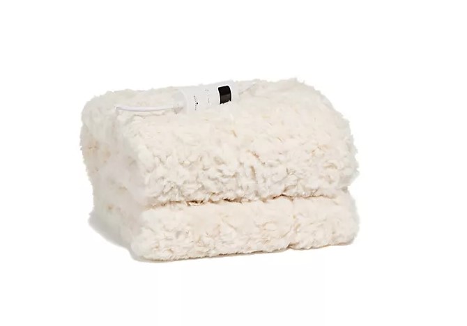 MONT CHALET Fellimitat-Heizdecke Lämmchen-Optik creme Kuscheldecke Wärmedecke