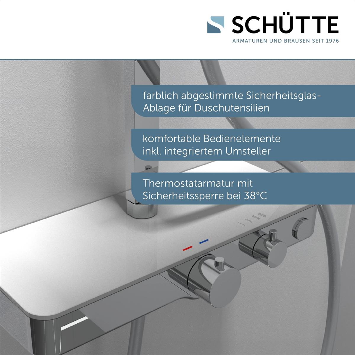 Schütte Überkopf Brauseset Ocean mit Thermostat Ablage Chrom Weiß