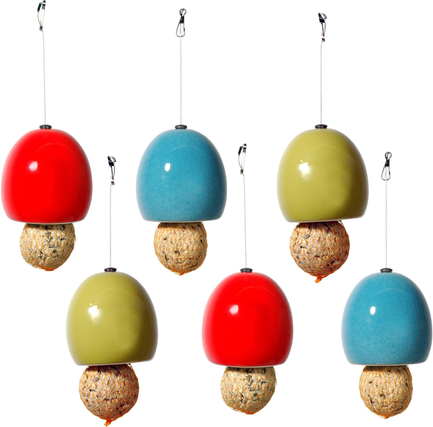 Edle Design-Meisenknödelhalter im 6er-Set Futterstationen in drei Farben Ø 9,5 x 9,5 cm Keramik