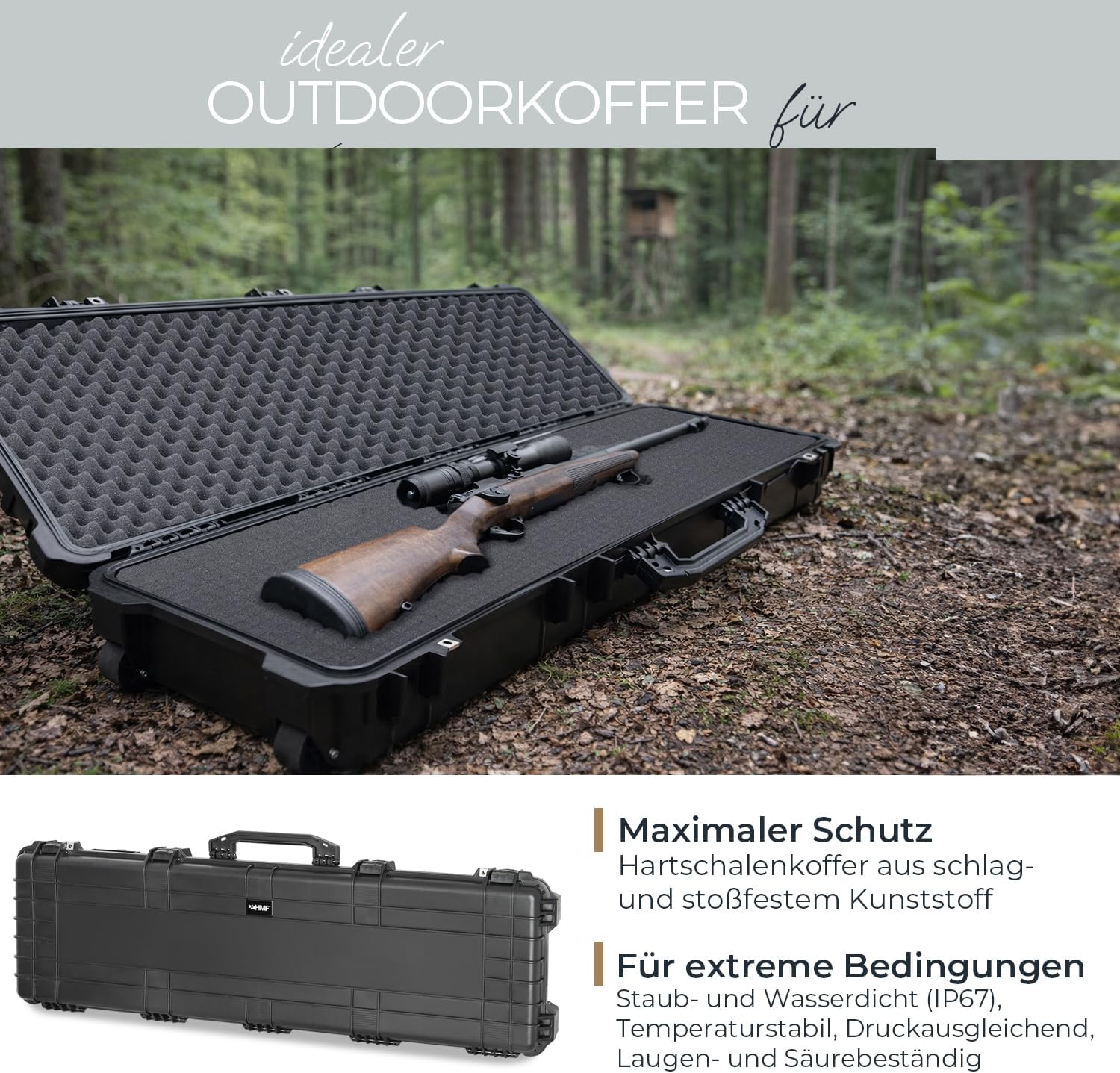 Gewehrkoffer, Hardcase, Schutzhülle, Kunststoffkoffer, Schnappverschluss