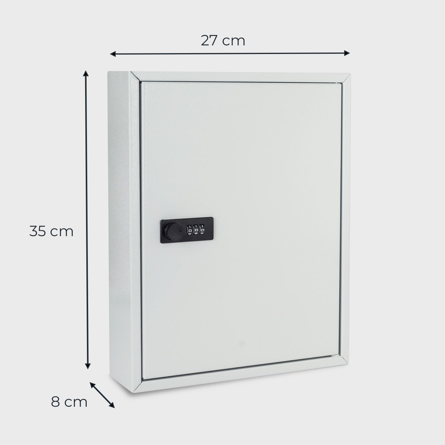 HMF Schlüsselschrank mit Zahlencode, Schlüsselkasten groß | 42 Haken | 35 x 27 x 8 cm | Lichtgrau