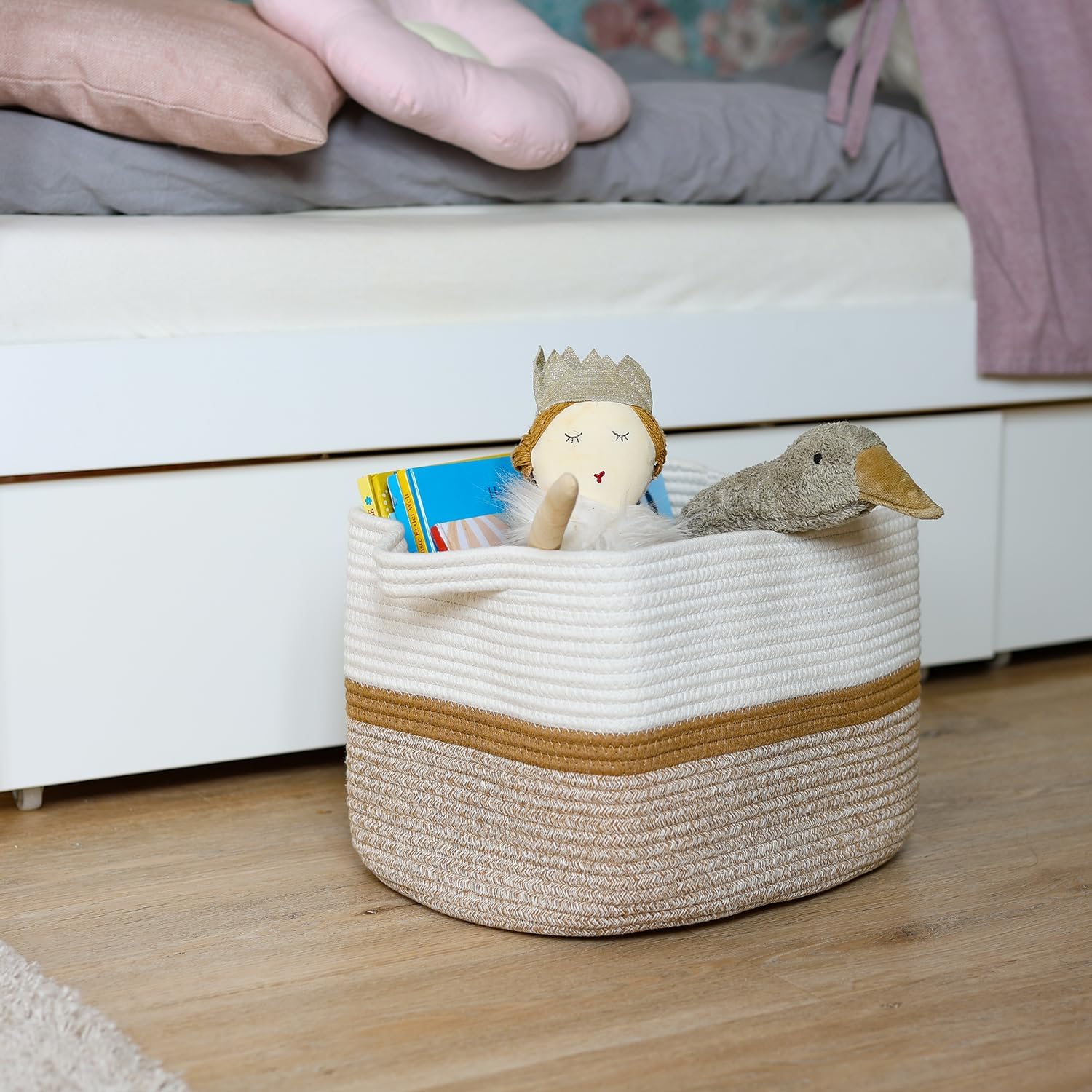 HMF Aufbewahrungskorb 36x30x25 cm weiß-braun