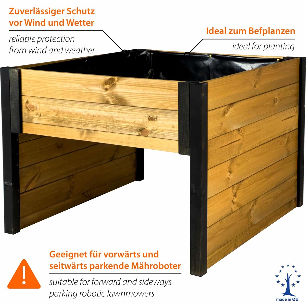 Dobar Mährobotergarage mit integriertem Pflanzkasten Gartendekoration