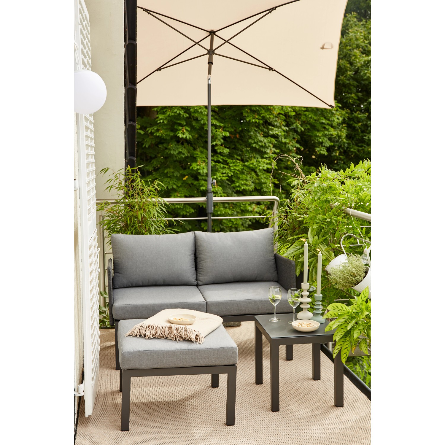 Siena Garden Marktschirm City 140 cm x 210 cm Natur mit Schieber