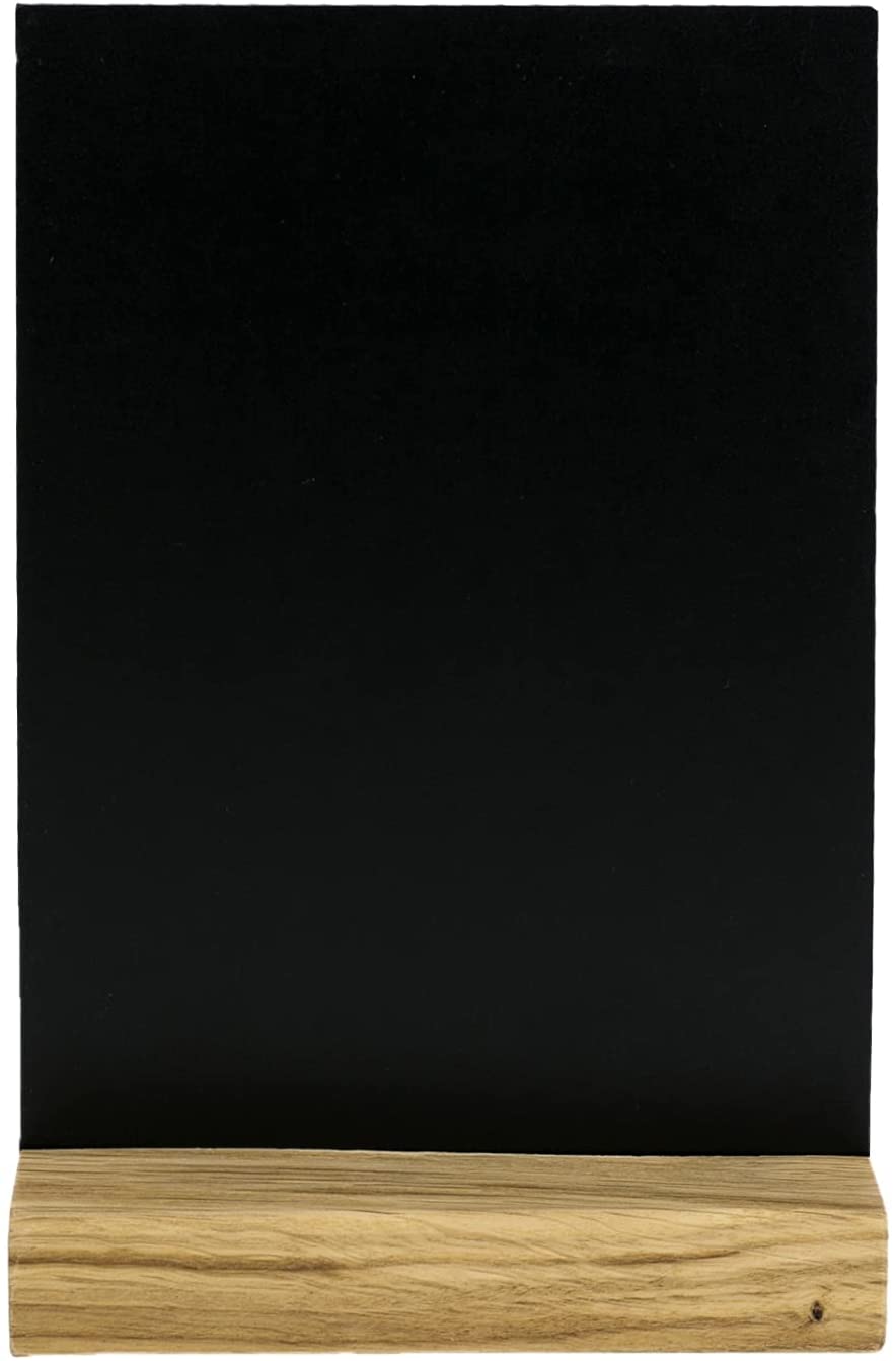 HMF Acryl Tischaufsteller 5er set Kreidetafel mit Holzfuß DIN A6 schwarz