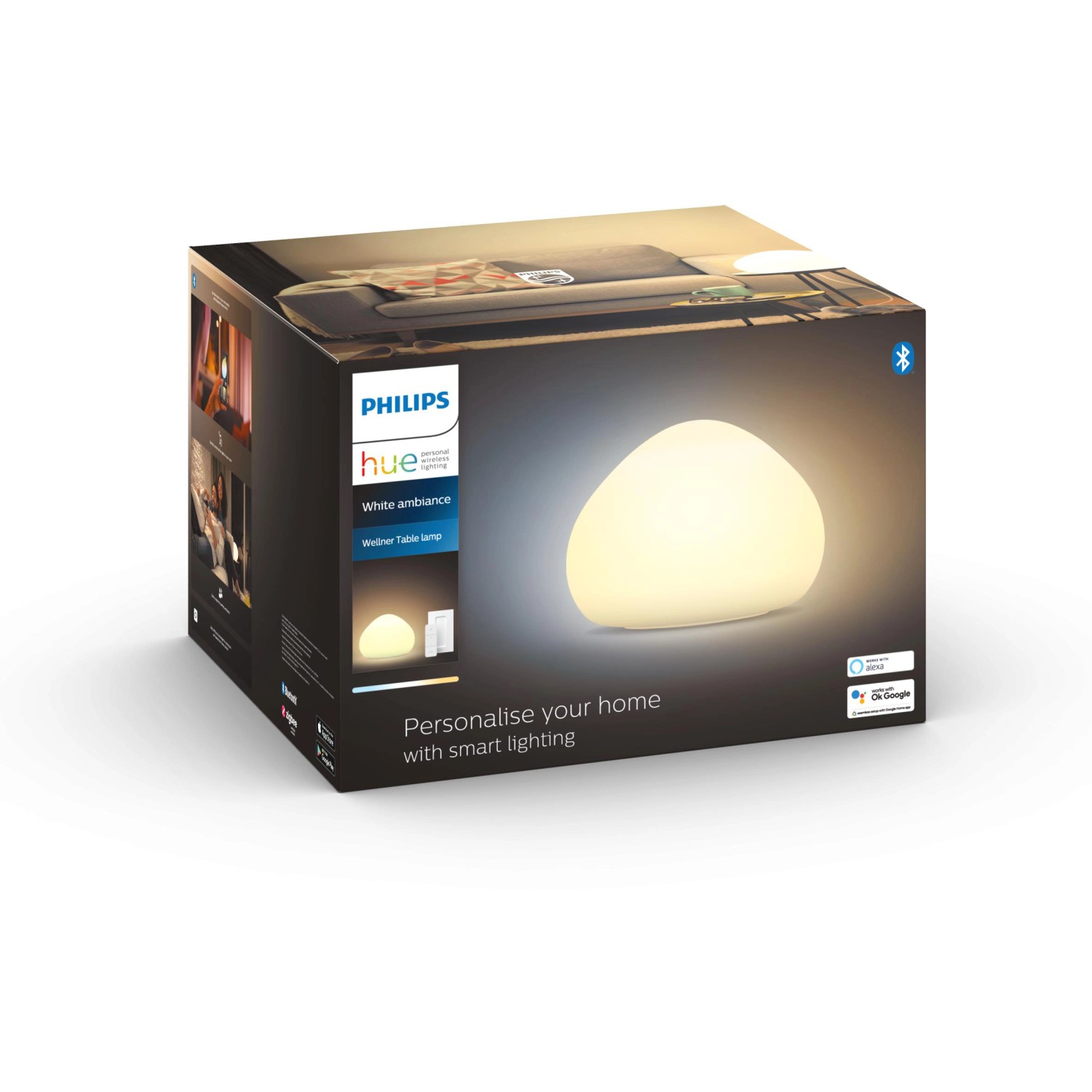 Philips Hue Tischleuchte White Ambiance Wellner Weiß 570 lm inkl. Dimmer