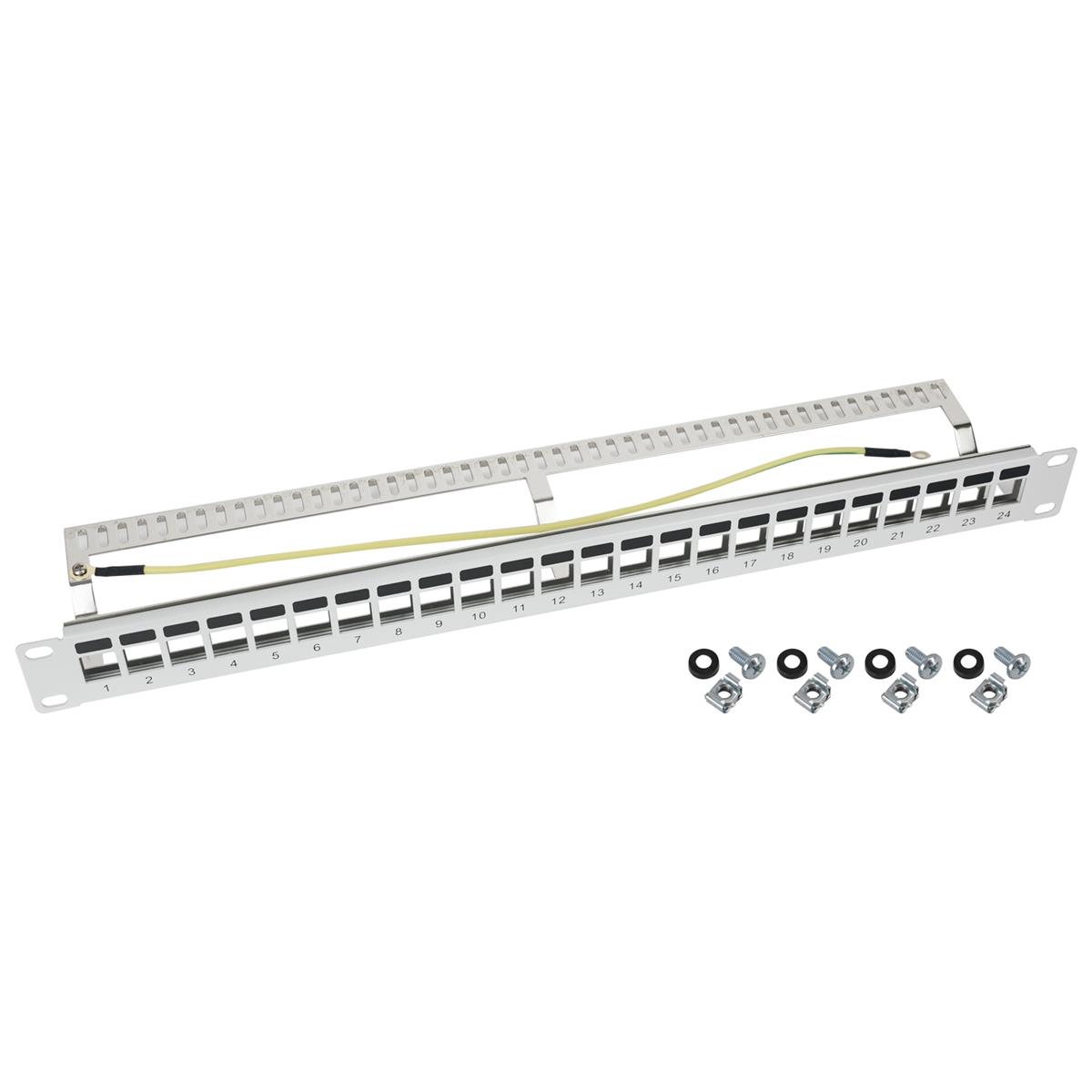 HMF UTP Keystone-Patchpanel für Serverschrank 19 Zoll 1 HE grau
