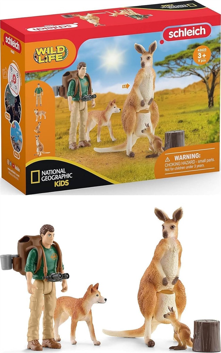 National Geographic Kids, Spielset, Figuren, Känguru, Rucksackjäger