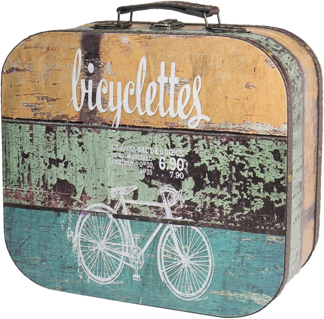 HMF Holzkoffer im Vintage-Design Fahrrad Dekokoffer Dekoration