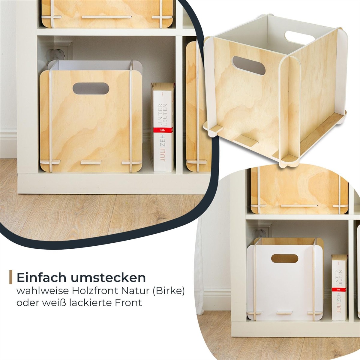HMF Aufbewahrungsbox Holz 25x25x25 cm für Regale