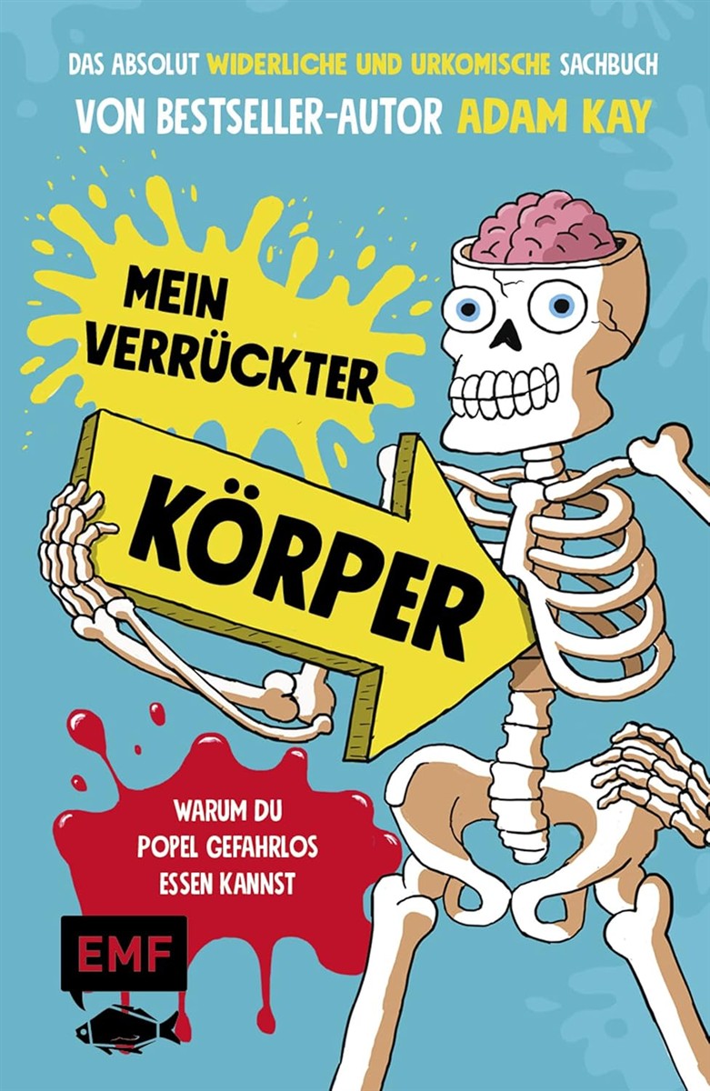 Buch, Humor, Skelett, Körper, Illustration