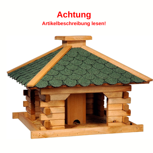 DobarVogelfutterhaus Blockhaus Quadratisch - Vogelhaus aus Massivholz - Vogelfutterstation mit Futtersilo - Vogelvilla #DH197