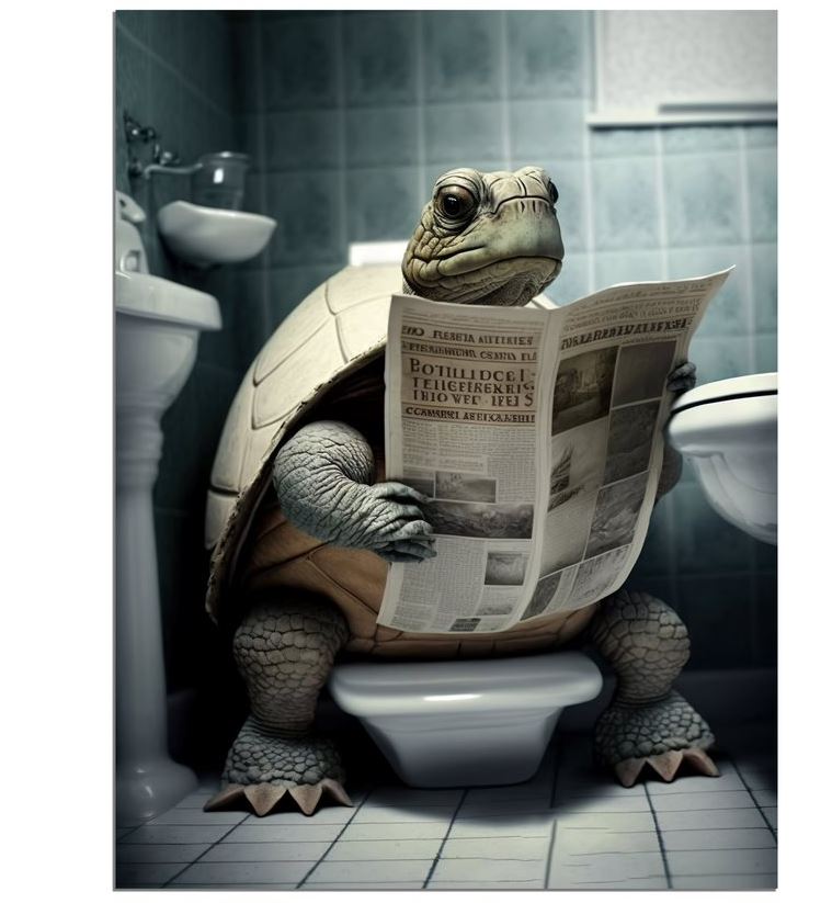 Wandbild Schildkröte auf Toilette 30x40cm HDF