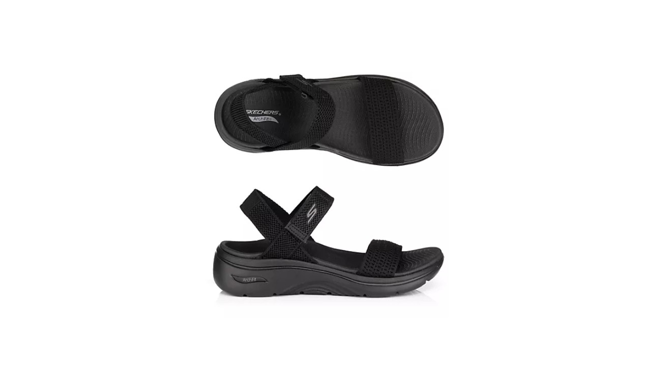 Sandal, Schuh, Schwarz, Gummisohle, Klettverschluss