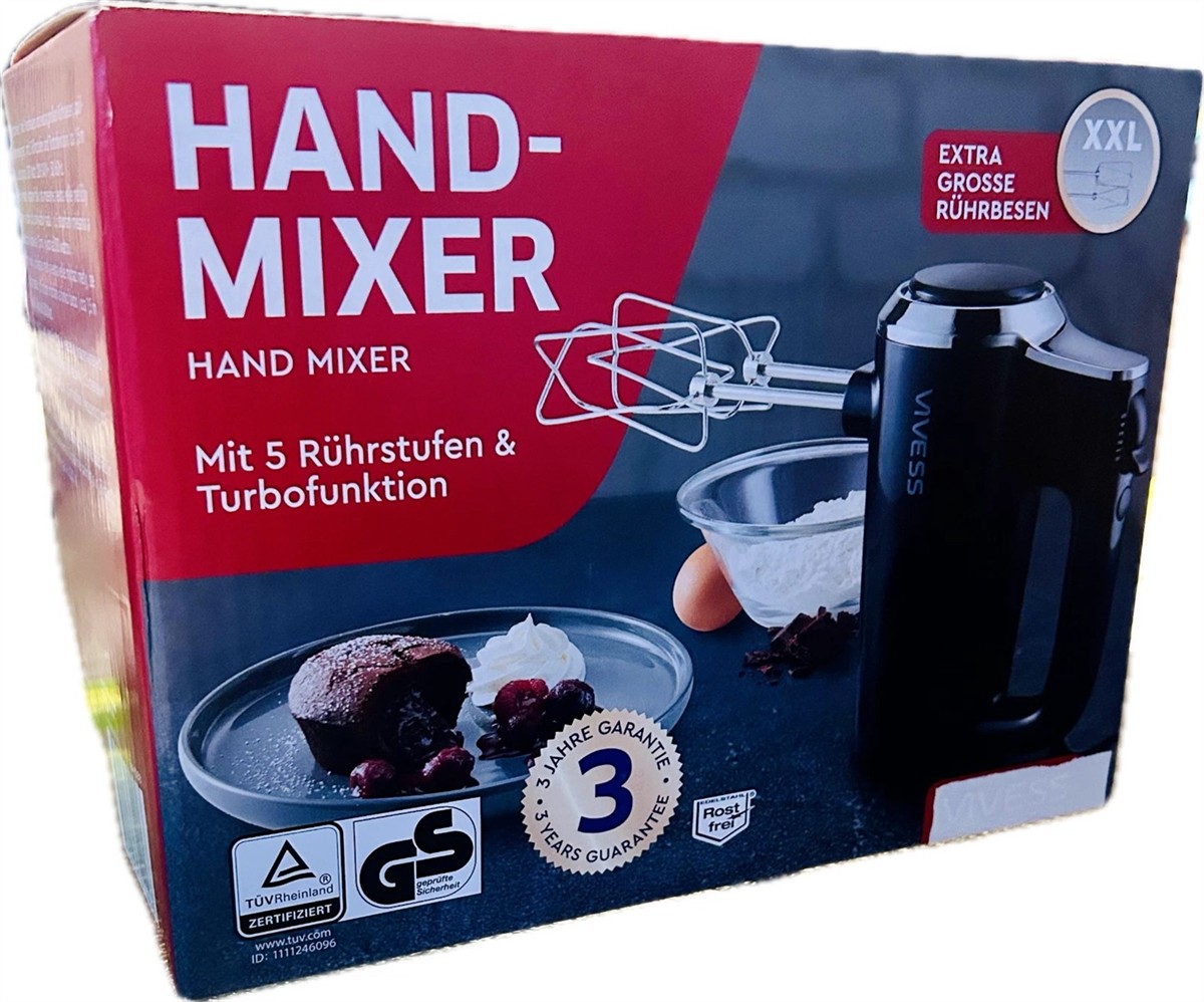 Handmixer, Rührmaschine, 5 Rührstufen, Turbofunktion, XXL