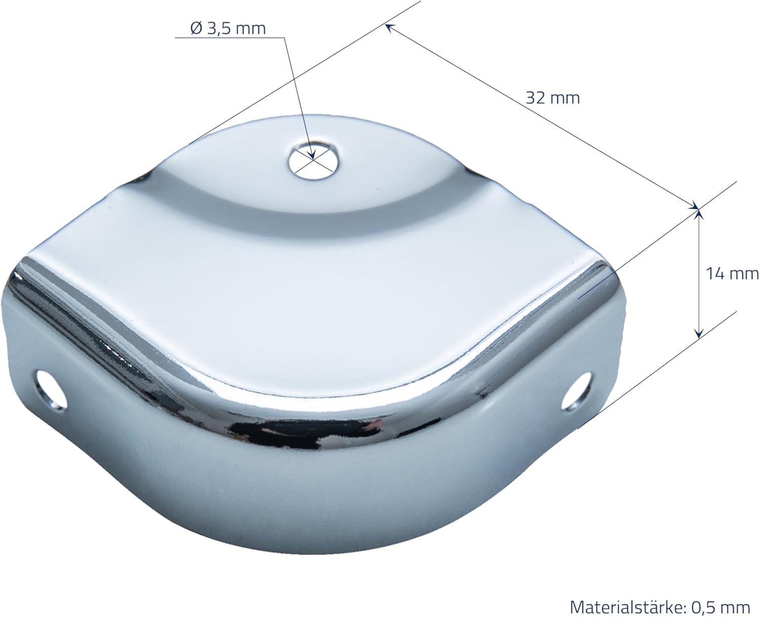HMF Runder Eckenschutz aus Metall für Koffer 8 Stück 32 x 32 x 14 mm Silber verzinkt