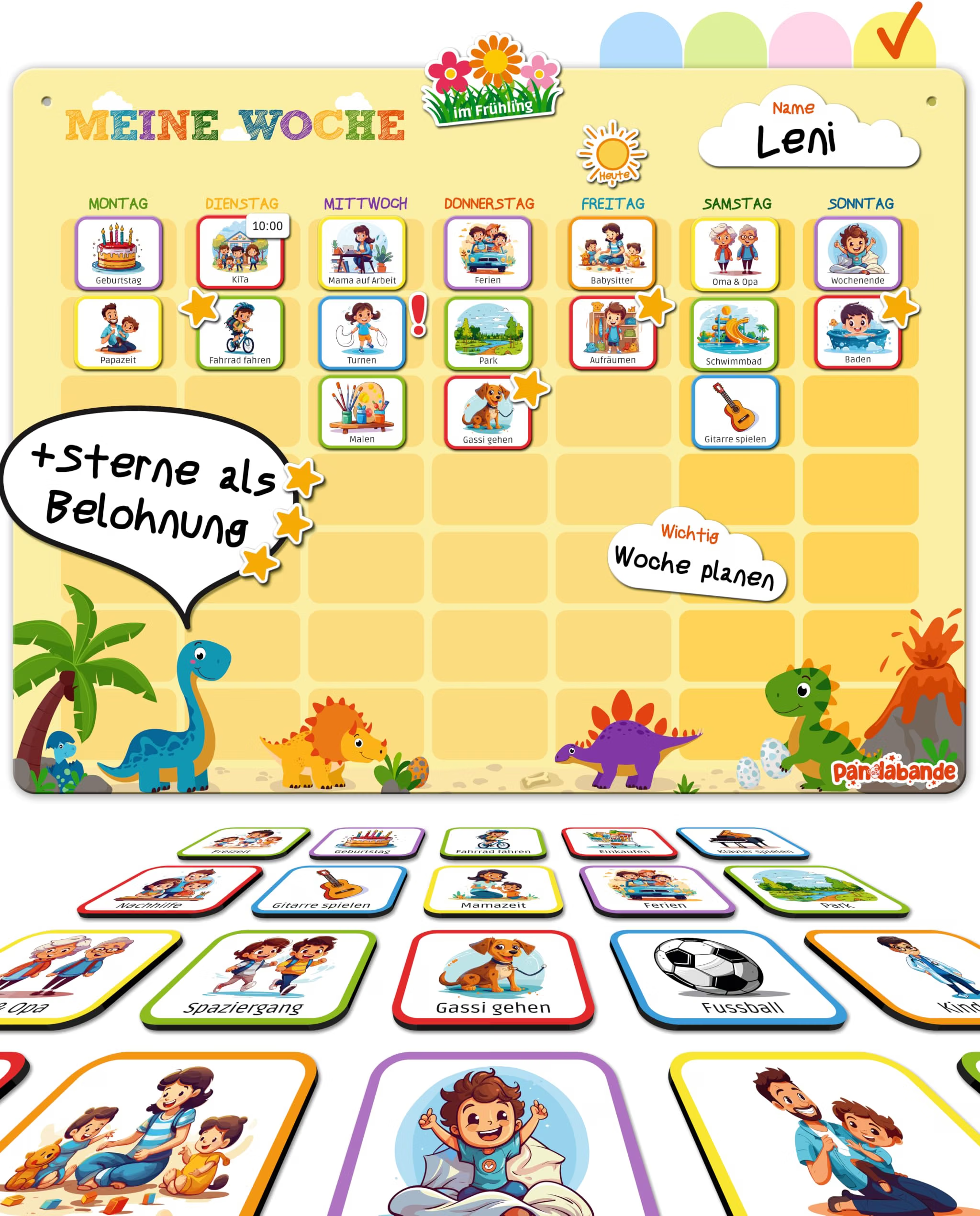 Kalender, Kinder, Woche, Dinosaurier, Karten