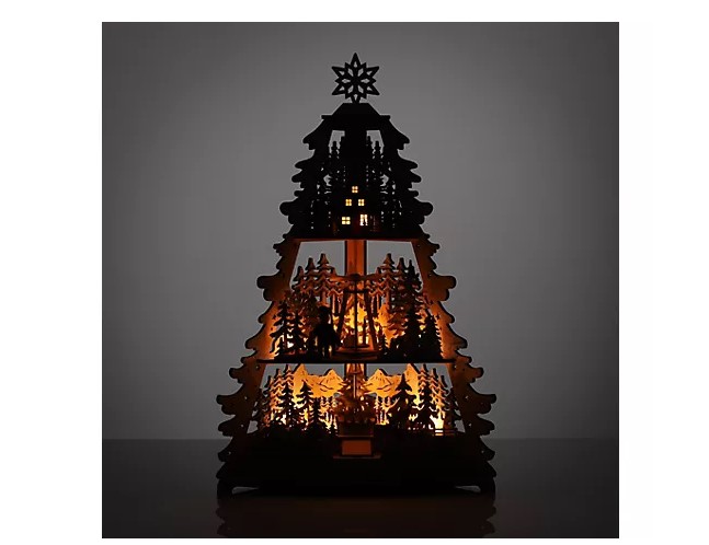 LUMIDA Xmas LED Holzdekoration Pyramide Holzpyramide Weihnachtsdeko Fensterdeko