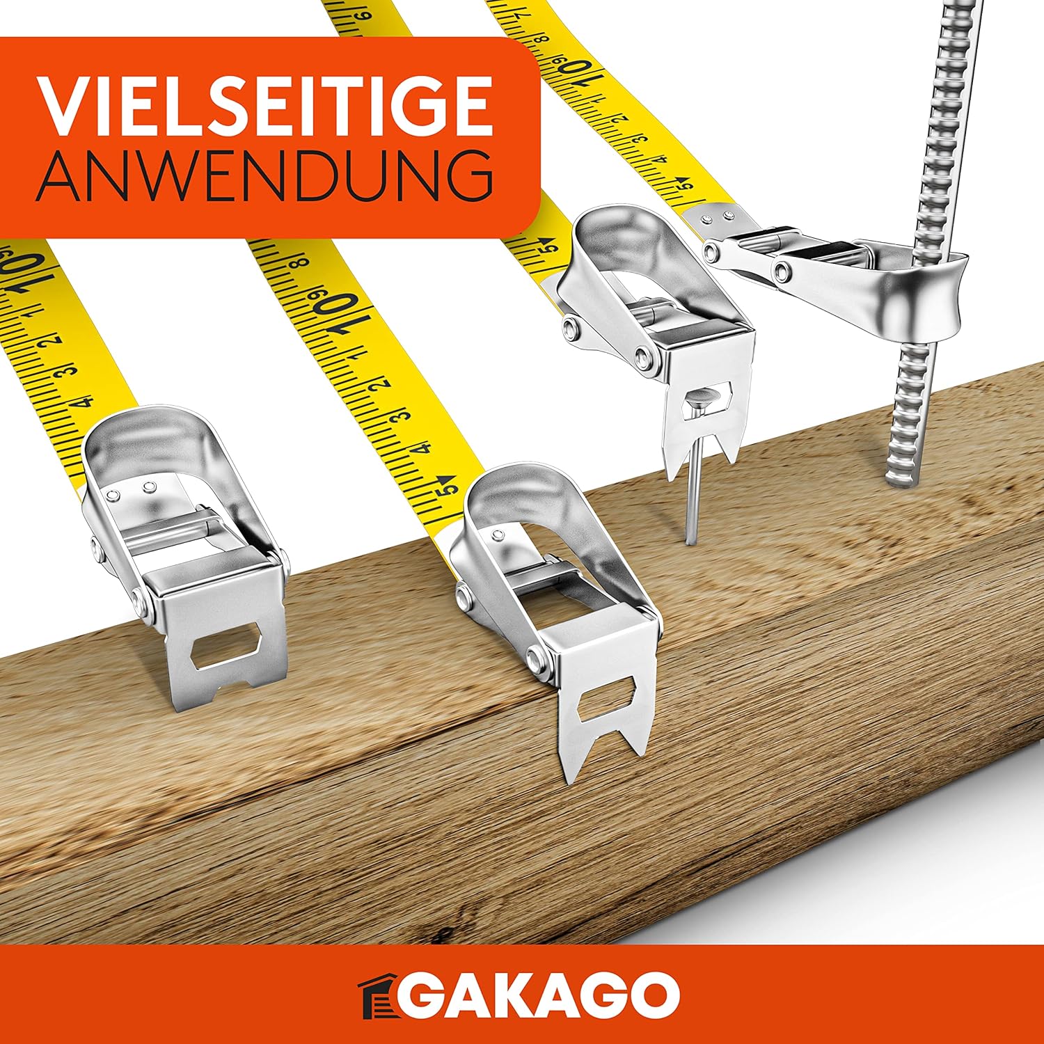 Gakago Bandmaß 50m - 3-fach übersetztes Rollmaßband Maßband Masbandrolle