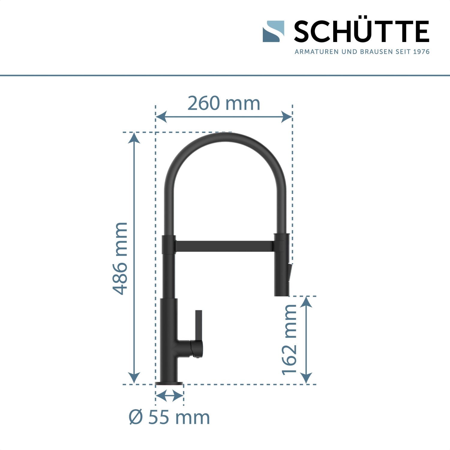 Schütte Spültischarmatur mit Soft Touch Schlauch Miami Schwarz Matt