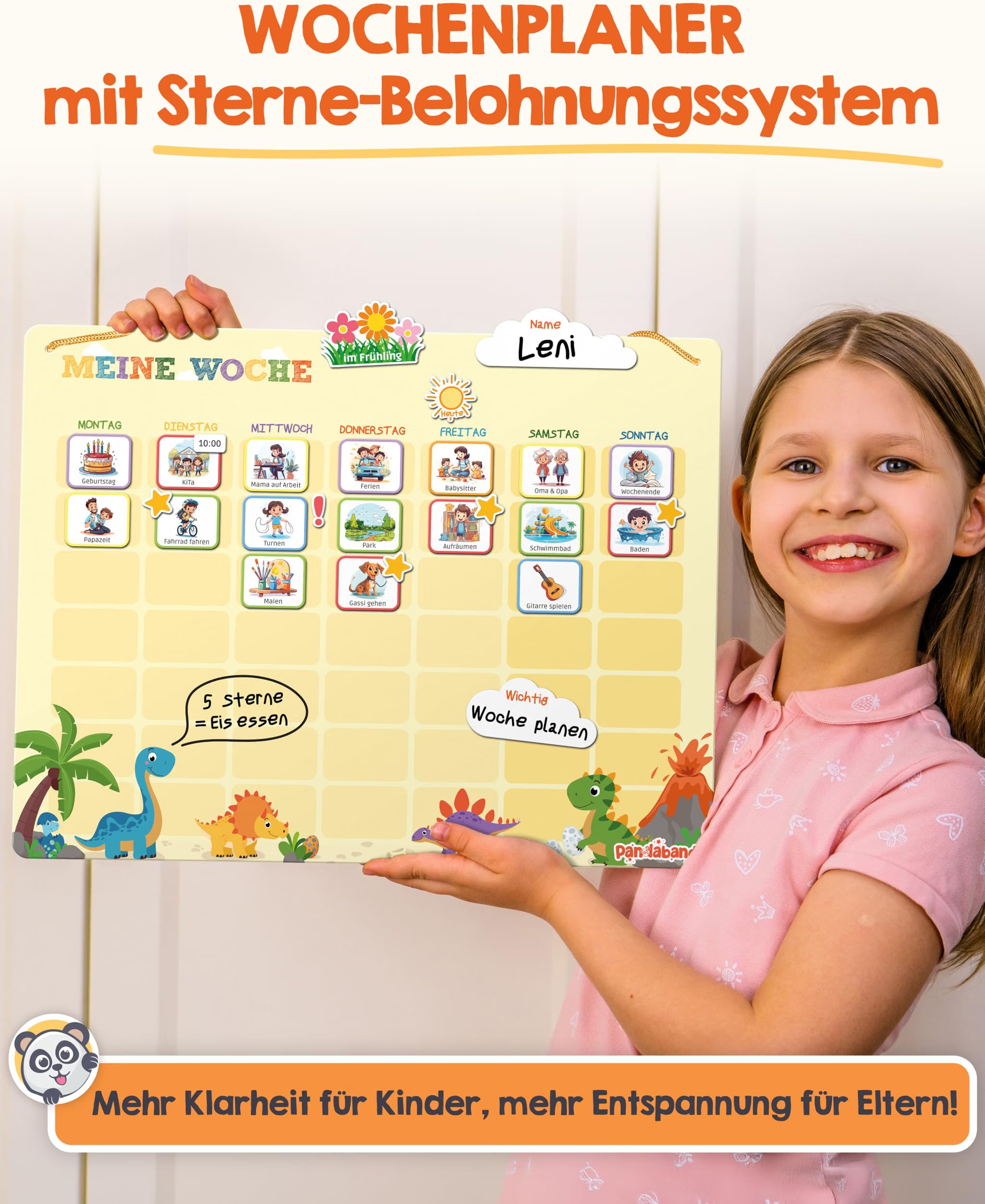 Wochenplan, Sterne-Belohnungssystem, Tagesplan, Diagramm, Kinderspielzeug