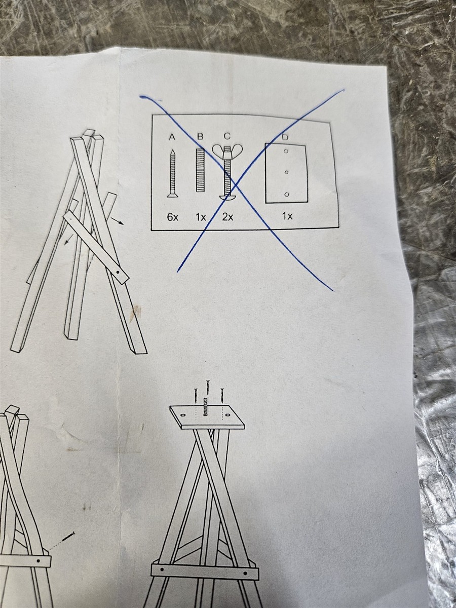 Holzständer, Werkbank, Säulenständer, Beinständer, Anleitungskarte