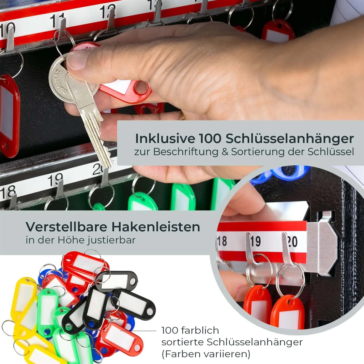 Schlüsselanhänger, Schlüsselbund, Sortierung, Hakenleiste, Farben