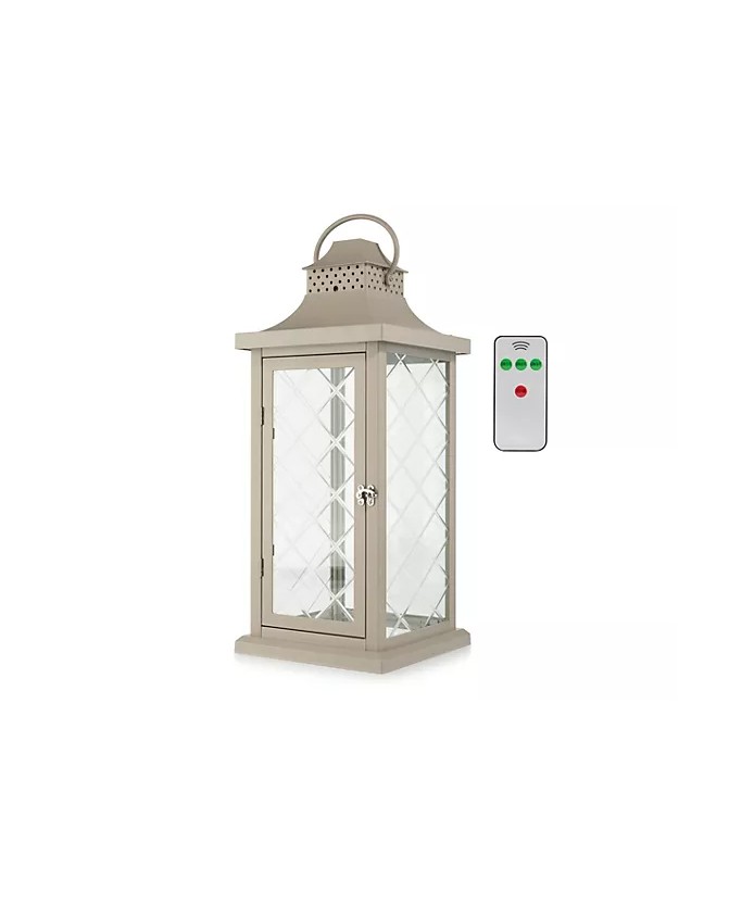 LUMIDA Xmas XL Outdoorlaterne Dekor Glas mit Tür Laterne Gartenlaterne taupe