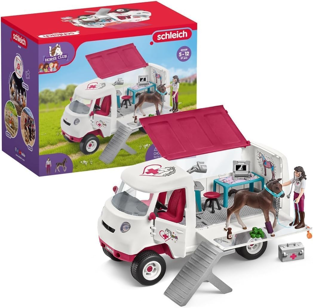 schleich 42439 HORSE CLUB Mobile Tierärztin mit Hannoveraner Fohlen, 37 Teile Spielset mit schleich Pferde Figur und vollbeweglicher Tierärztin Figur, Tierarzt Spielzeug für Kinder ab 5 Jahren