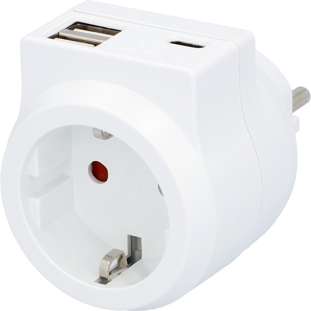 UNITEC Zwischenstecker mit 1x Schuko, 1x USB Typ C und 2x USB Typ A, 3,4 A, weiß