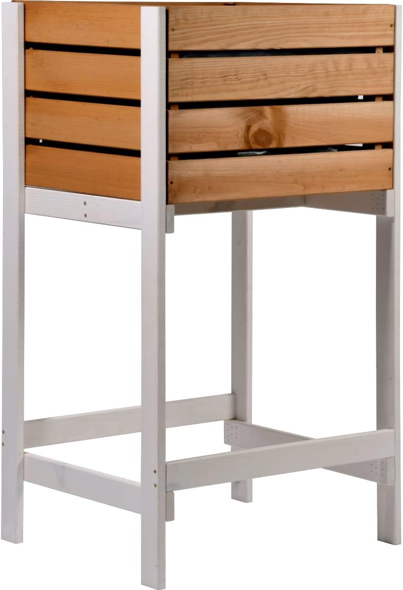 dobar Balkon Hochbeet Massivholz Schmales Kräuterbeet Salatbeet für Balkon Platzsparendes Hochbeet für Garten/Terrasse/Balkon 49 x 42 x 90 cm Braun