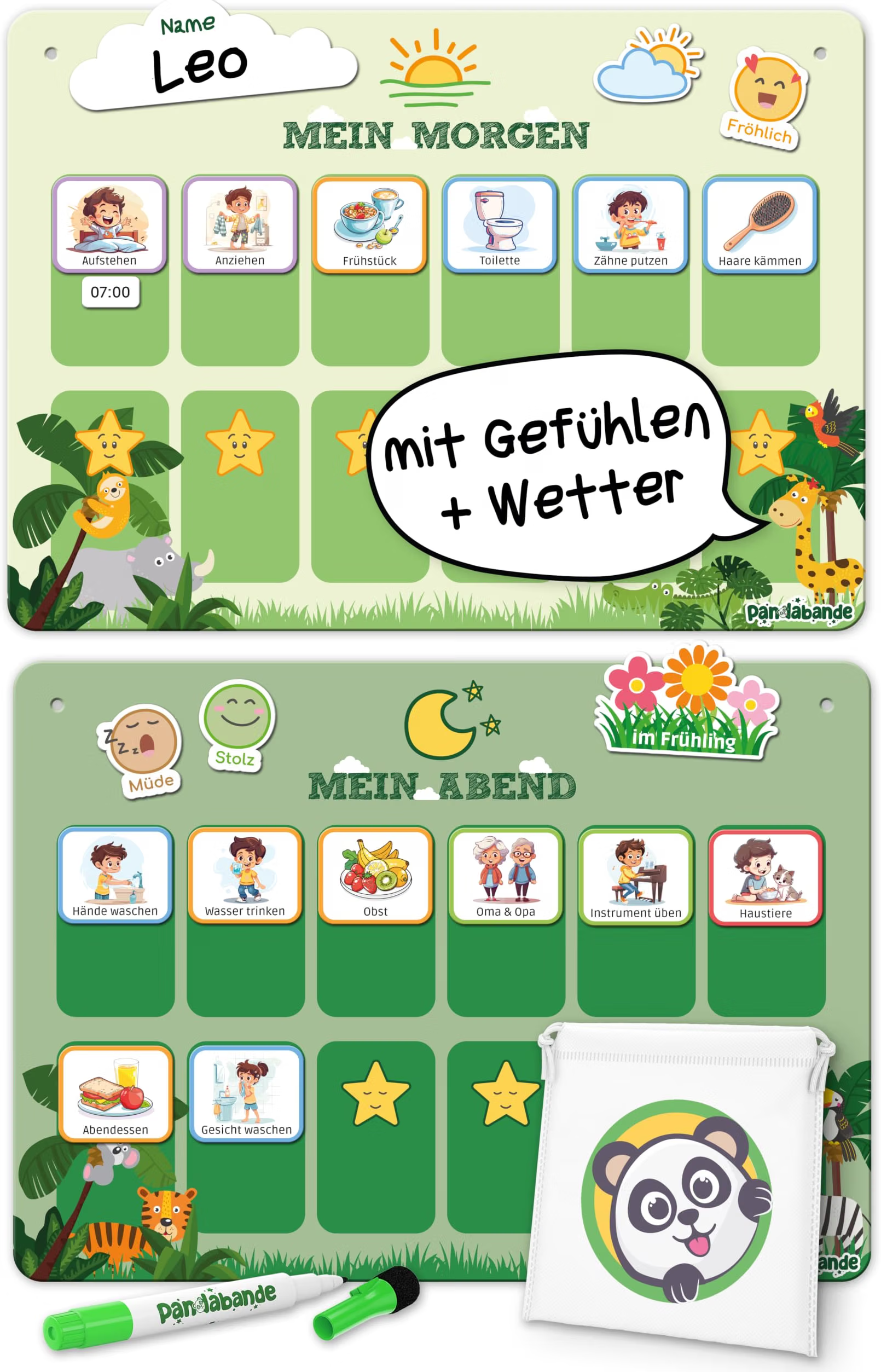 Kinderplaner, Meilenstein, Routine, Aufgabe, Karten