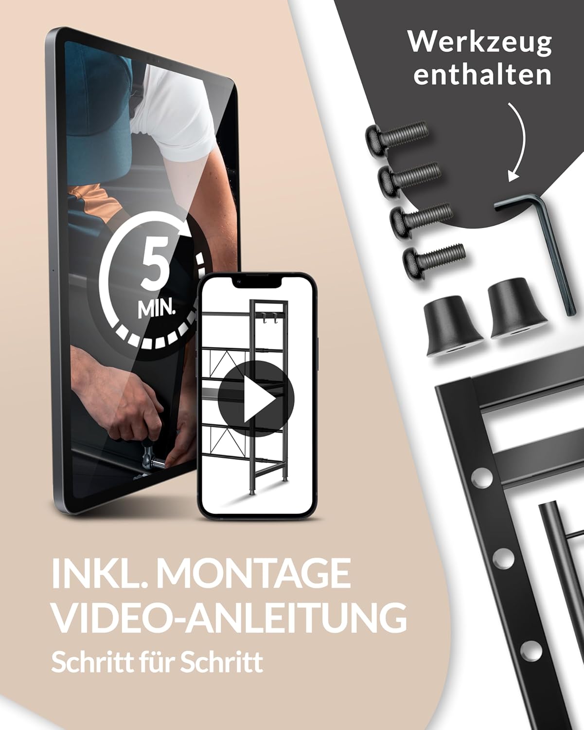 Heldenwunder Mikrowellenregal 3-stufig schwarz Küchenregal