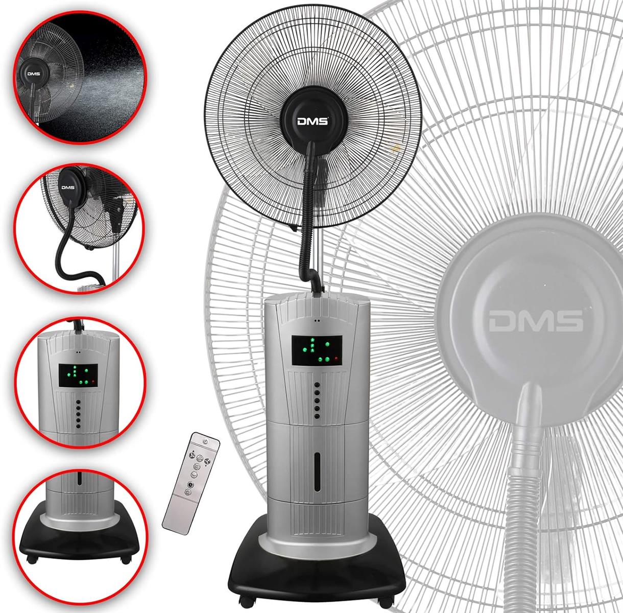 DMS 2in1 Ventilator Standventilator Luftbefeuchter Oszillation Sprühnebel lüfter
