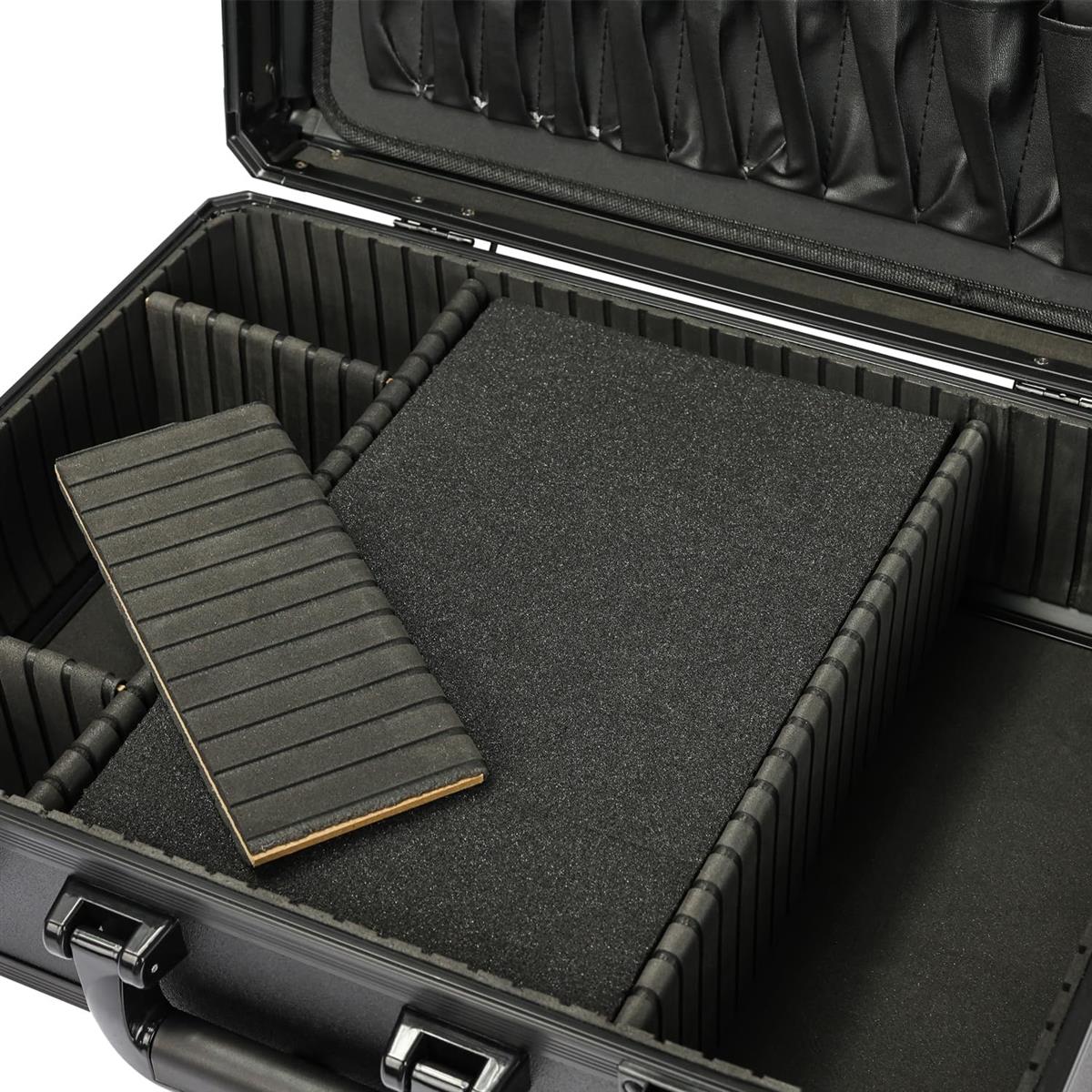 HMF Werkzeugkoffer leer, Werkzeugkasten groß mit Rasterschaumstoff 46 x 33 x 15 cm